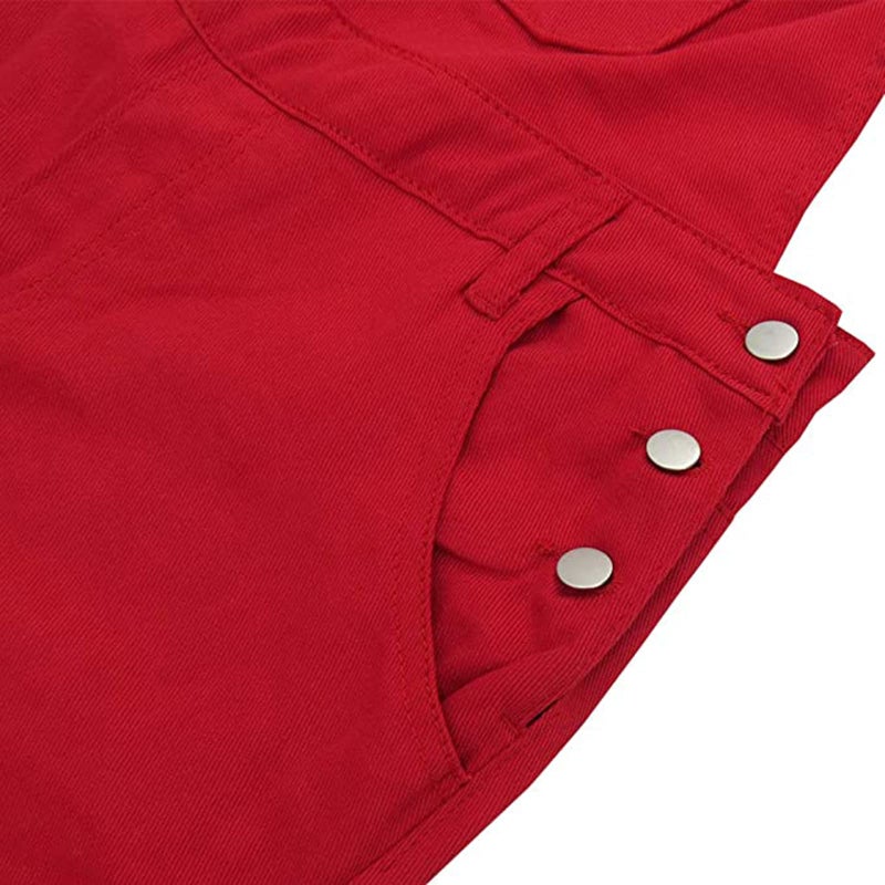 LONGBIDA Men's Denim Bib Overalls Fashion Slim Fit Jumpsuit with Pockets(Red,3XL) - Image 5